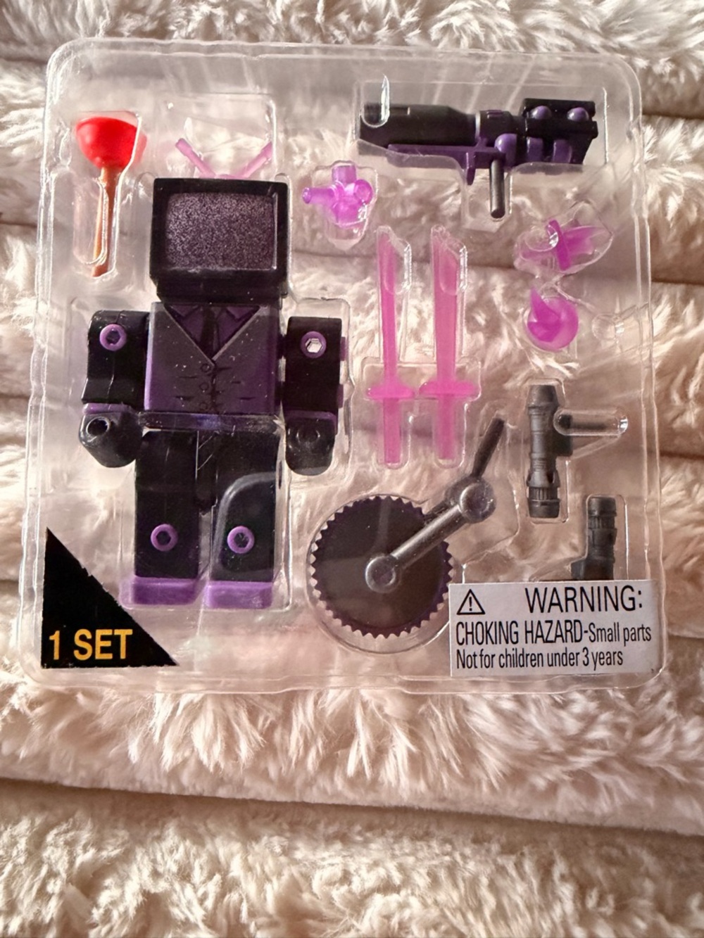 Skibidi Toilet man Black & Purple Block Figure Accessory Set